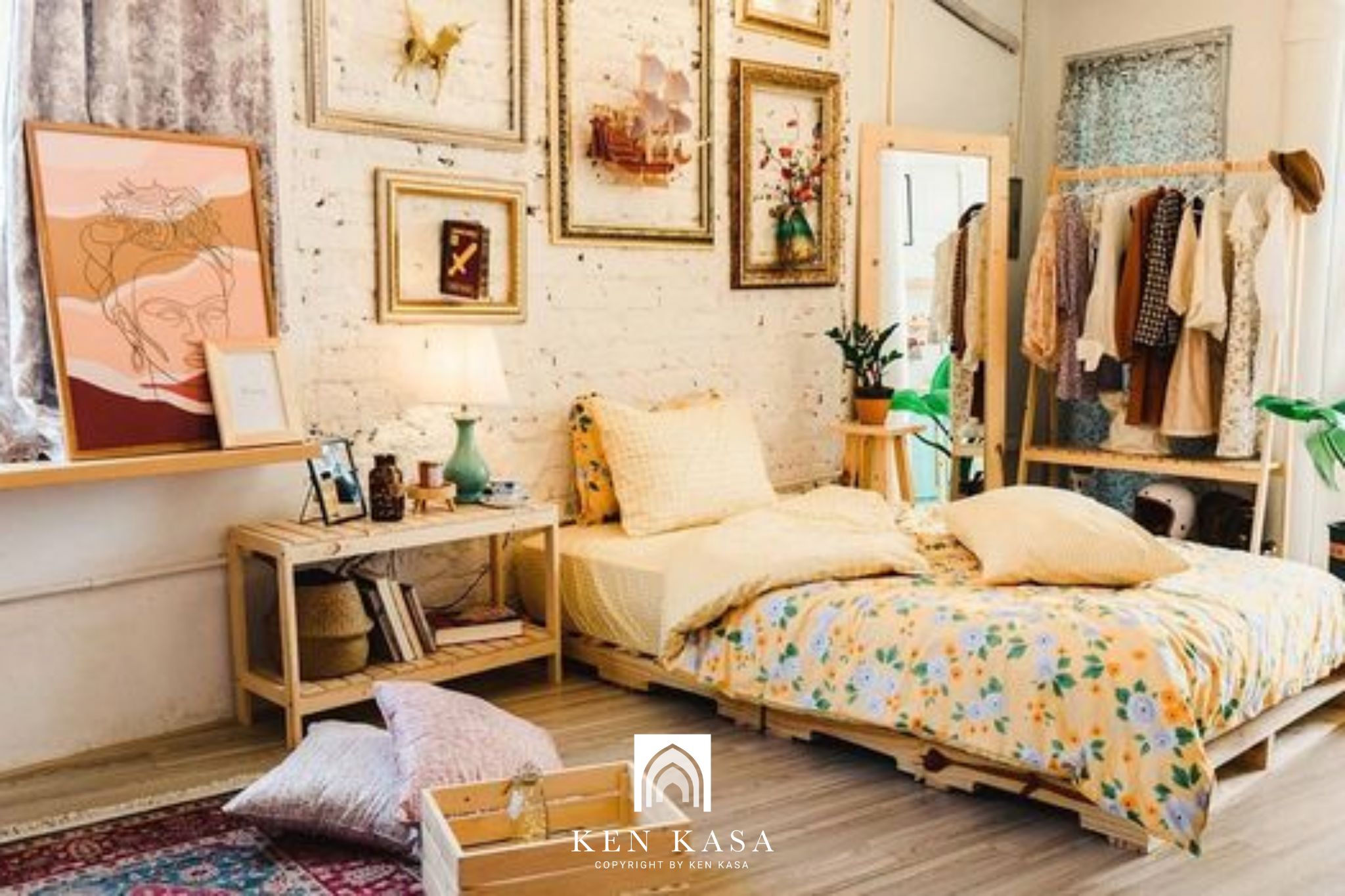mẫu thiết kế phòng homestay nhỏ gam màu ấm
